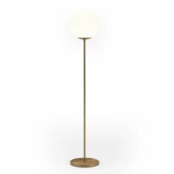 Theia Globe & Stem Floor Lamp With Plastic Shade In Brass/White -office furniture sale 78819b202a80510f07adde03ac58bc7449