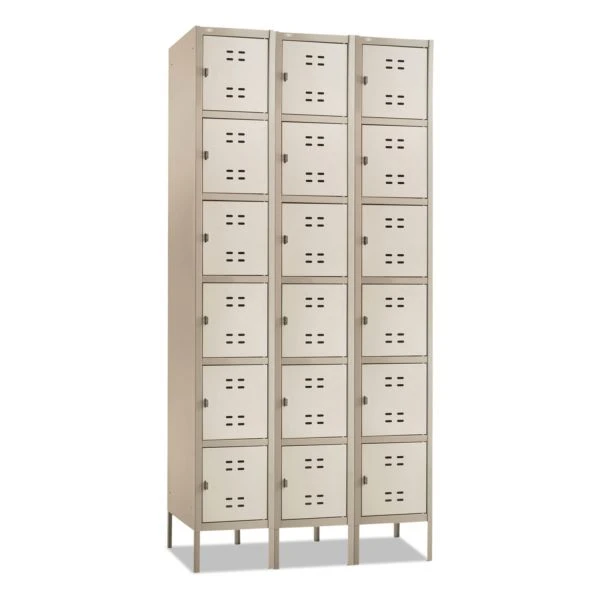 Safco Three-Column Box Locker, 36w X 18d X 78h, Two-Tone Tan 1 Safco Three-Column Box Locker, 36w X 18d X 78h, Two-Tone Tan