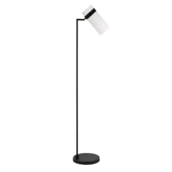 Marsden 60" Tall Floor Lamp With Fabric Shade In Blackened Bronze/White
