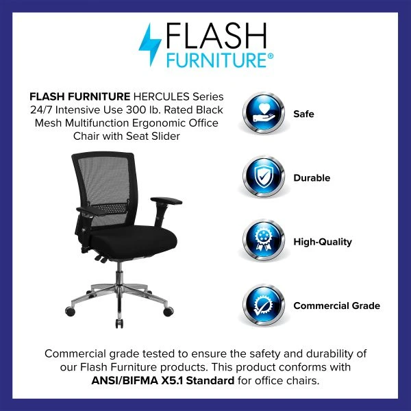 Flash Furniture HERCULES Series 24/7 Multi-Shift Mesh Multi-Functional Executive Chair With Padded Seat & Seat Slider 2 Flash Furniture HERCULES Series 24/7 Multi-Shift Mesh Multi-Functional Executive Chair With Padded Seat & Seat Slider - Image 2