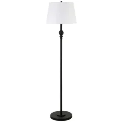 Tucker 62" Tall Floor Lamp With Fabric Shade In Blackened Bronze/White