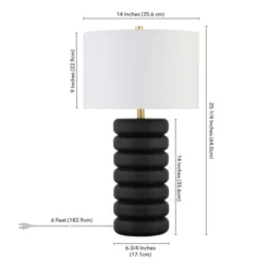 Zelda 25" Tall Ceramic Bubble Body Table Lamp With Fabric Shade In Matte Black/Brass/White -office furniture sale 79f81819d298ff417479f203f2dff50dc1