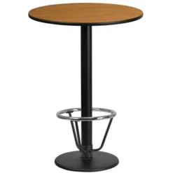 Stiles 24'' Round Natural Laminate Table Top With 18'' Round Bar Height Table Base And Foot Ring