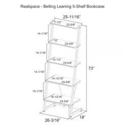 Belling 73"H Leaning 5-Shelf Bookcase, Modern Oak -office furniture sale 7b8878687954d0e199880cfab492d22419