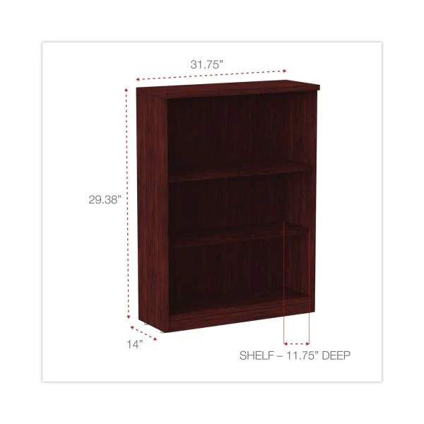 Alera Valencia Series Bookcase, Three-Shelf, 31.75w X 14d X 39.38h, Mahogany 4 Alera Valencia Series Bookcase, Three-Shelf, 31.75w X 14d X 39.38h, Mahogany - Image 4