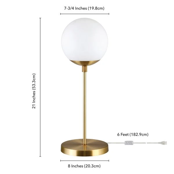 Theia 21" Tall Globe & Stem Table Lamp With Glass Shade In Brass/Clear 2 Theia 21" Tall Globe & Stem Table Lamp With Glass Shade In Brass/Clear - Image 2