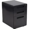Wren Ergonomic 3-Drawer Mobile Locking Filing Cabinet With Anti-Tilt Mechanism And Hanging Drawer For Legal & Letter Files, Black