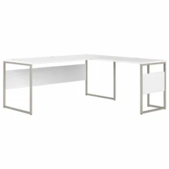 Bush Business Furniture Hybrid 72W X 30D L Shaped Table Desk With Metal Legs In White