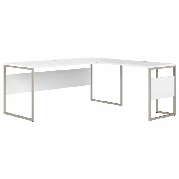 Bush Business Furniture Hybrid 72W X 30D L Shaped Table Desk With Metal Legs In White 1 Bush Business Furniture Hybrid 72W X 30D L Shaped Table Desk With Metal Legs In White