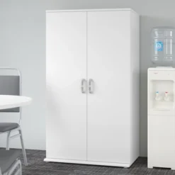 Bush Business Furniture Universal Tall Storage Cabinet With Doors And Shelves In White -office furniture sale 7c847881d295106037e7c38008ddb0db87