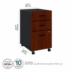 Bush Business Furniture Series A 3 Drawer Mobile File Cabinet In Hansen Cherry And Galaxy -office furniture sale 7ca54a2d4b7e21047673aeaaffc0840808