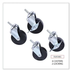 Alera Optional Casters For Wire Shelving, Grip Ring Stem, 3" Wheel, Black, 4/Set (2 Locking) 11 Alera Optional Casters For Wire Shelving, Grip Ring Stem, 3" Wheel, Black, 4/Set (2 Locking) -office furniture sale 7cd4c94304ece816b5558a253600031b80