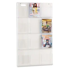 Safco Reveal Clear Literature Displays, 12 Compartments, 30w X 2d X 49h, Clear
