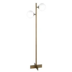 Twee 2-Light Floor Lamp With Glass Shade In Brass/White Milk