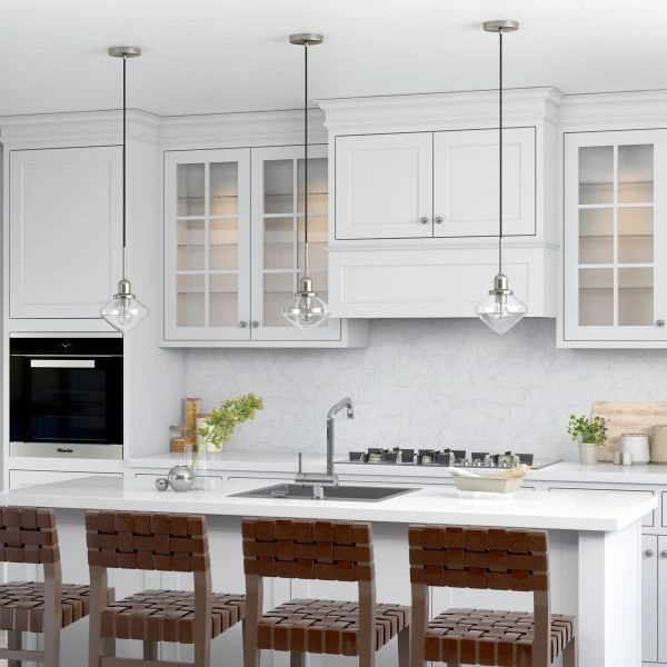 Zariza 8" Wide Pendant With Glass Shade In Brushed Nickel /Clear 4 Zariza 8" Wide Pendant With Glass Shade In Brushed Nickel /Clear - Image 4