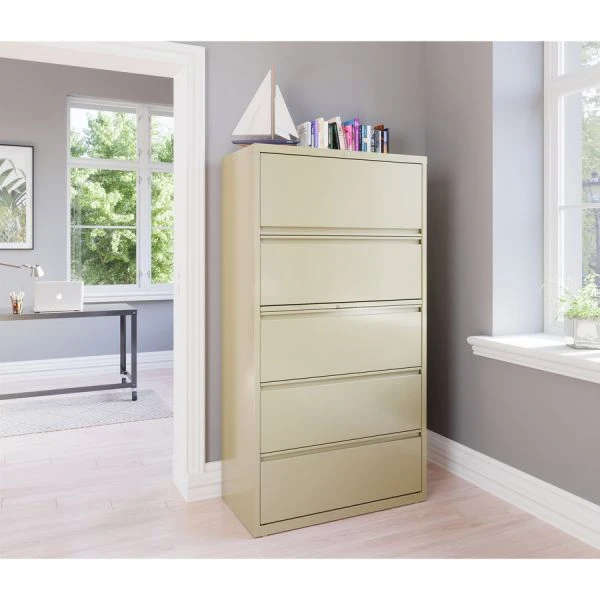 Lorell 5 Drawer Lateral File Cabinet, Letter/Legal/A4, 36" Wide, Putty 3 Lorell 5 Drawer Lateral File Cabinet, Letter/Legal/A4, 36" Wide, Putty - Image 3