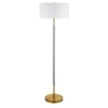 Simone 2-Light Floor Lamp With Fabric Shade In Cool Gray/Brass /White