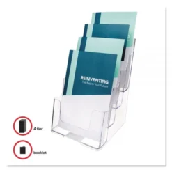 Deflecto 4-Compartment DocuHolder, Booklet Size, 6.88w X 6.25d X 10h, Clear -office furniture sale 7de5a2e218ba28f0f26388b23014ca76e0