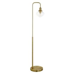Zariza Arc Floor Lamp With Glass Shade In Brass/Clear