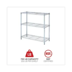 Alera Residential Wire Shelving, Three-Shelf, 36w X 14d X 36h, Silver -office furniture sale 7e72811686d85fed609627daf788440a18