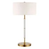 Simone 25" Tall 2-Light Table Lamp With Fabric Shade In Matte White/Brass /White
