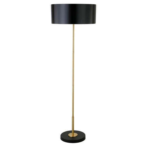Hoffman 2-Light/Two-Tone Floor Lamp With Metal Shade In Brass/Blackened Bronze/Black 1 Hoffman 2-Light/Two-Tone Floor Lamp With Metal Shade In Brass/Blackened Bronze/Black