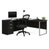 Bestar Pro-Concept Plus L-Desk With Metal Leg In Deep Grey & Black