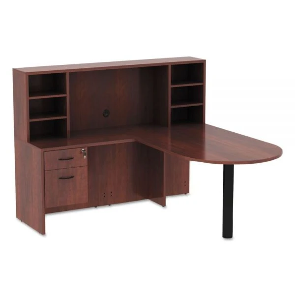 Alera Valencia Series D-Top Desk, 71" X 35.5" X 29.63", Medium Cherry 5 Alera Valencia Series D-Top Desk, 71" X 35.5" X 29.63", Medium Cherry - Image 5