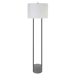Uma 65.5" Tall Floor Lamp With Fabric Shade In Blackened Bronze/Concrete/White