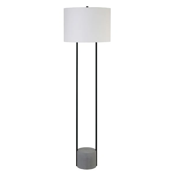 Uma 65.5" Tall Floor Lamp With Fabric Shade In Blackened Bronze/Concrete/White 1 Uma 65.5" Tall Floor Lamp With Fabric Shade In Blackened Bronze/Concrete/White