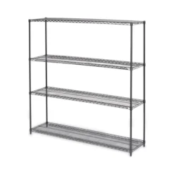 Alera BA Plus Wire Shelving Kit, Four-Shelf, 72w X 18d X 72h, Black Anthracite Plus