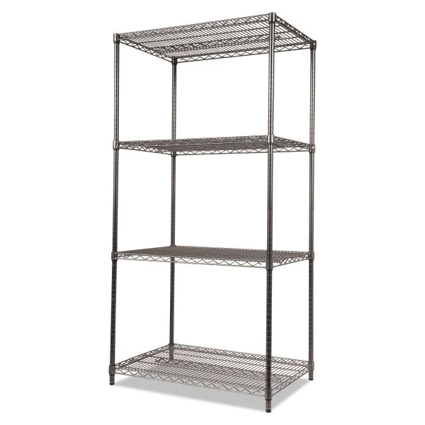 Alera Wire Shelving Starter Kit, Four-Shelf, 36w X 24d X 72h, Black Anthracite 4 Alera Wire Shelving Starter Kit, Four-Shelf, 36w X 24d X 72h, Black Anthracite - Image 4
