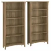 Bush Furniture Salinas Tall 5 Shelf Bookcase - Set Of 2 In Reclaimed Pine