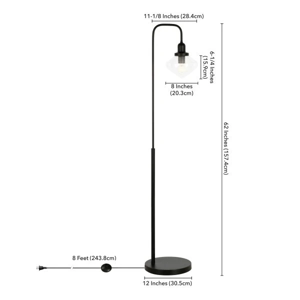 Zariza Arc Floor Lamp With Glass Shade In Blackened Bronze/Clear 2 Zariza Arc Floor Lamp With Glass Shade In Blackened Bronze/Clear - Image 2