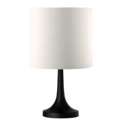 Mansfield 14" Tall Mini Lamp With Fabric Shade In Blackened Bronze/White