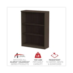 Alera Valencia Series Bookcase, Three-Shelf, 31.75w X 14d X 39.38h, Espresso -office furniture sale 8089e5044f3325ccce7311d2f20f4e04f9