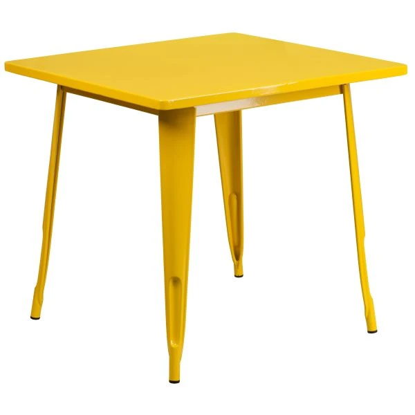 Felix Commercial Grade 31.5" Square Yellow Metal Indoor-Outdoor Table 2 Felix Commercial Grade 31.5" Square Yellow Metal Indoor-Outdoor Table - Image 2