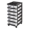 Plastic 6-Drawer Storage Cart, 26 7/16" X 12 1/16" X 14 1/4", Black
