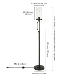 Frieda 66" Tall Floor Lamp With Glass Shade In Blackened Bronze/Seeded -office furniture sale 80d7880ac6266be6e85e50aaaaae04f122