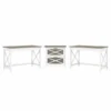 Bush Furniture Key West 2 Person Desk Set With Lateral File Cabinet In Pure White And Shiplap Gray