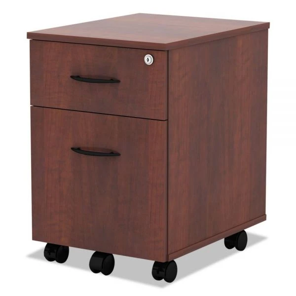 Alera Valencia Series Mobile Pedestal, Left/Right, 2-Drawers: Box/File, Legal/Letter, Medium Cherry, 15.88" X 19.13" X 22.88" 2 Alera Valencia Series Mobile Pedestal, Left/Right, 2-Drawers: Box/File, Legal/Letter, Medium Cherry, 15.88" X 19.13" X 22.88" - Image 2