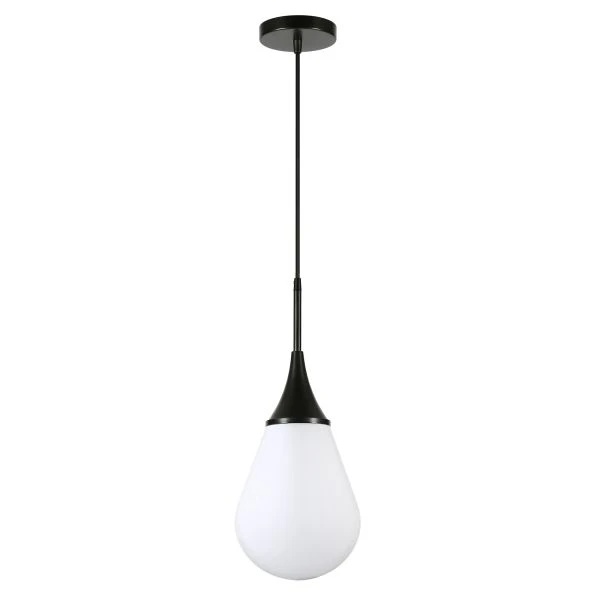 Ambrose 7.63" Wide Pendant With Glass Shade In Blackened Bronze/White Milk 1 Ambrose 7.63" Wide Pendant With Glass Shade In Blackened Bronze/White Milk