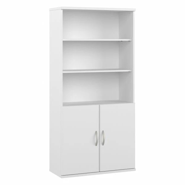 Bush Business Furniture Studio A Tall 5 Shelf Bookcase With Doors In White 1 Bush Business Furniture Studio A Tall 5 Shelf Bookcase With Doors In White