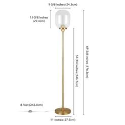 Agnolo 69" Tall Floor Lamp With Glass Shade In Brass/Seeded -office furniture sale 82d130d46328f2f8f89bfb421ba967e6d5