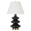 Carleta 26.5" Tall Triple Gourd Table Lamp With Fabric Shade In Matte Black/White