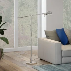 Dexter Height Adjustable/Tilting Floor Lamp With Metal Shade In Polished Nickel/Polished Nickel -office furniture sale 832bcb98b83154d2f0c02ac3f30ba1364b