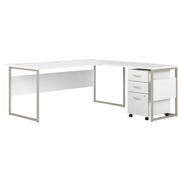 Bush Business Furniture Hybrid 72W X 36D L Shaped Table Desk With 3 Drawer Mobile File Cabinet In White 1 Bush Business Furniture Hybrid 72W X 36D L Shaped Table Desk With 3 Drawer Mobile File Cabinet In White