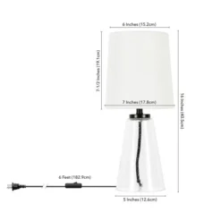 Quimby 15.75" Tall Mini Lamp With Fabric Shade In Seeded Glass/White -office furniture sale 835d398727470adf47d0b465db40f8a7c8