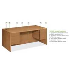 HON 10700 Series Double Pedestal Desk With Three-Quarter Height Pedestals, 72" X 36" X 29.5", Harvest -office furniture sale 839ab60c52705f160ec50eaefab065d5e8
