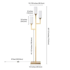 Basso 3-Light Torchiere Floor Lamp With Fabric Shade In Brass/White -office furniture sale 83a28e35dfb7709c41fd6b0b5f0111676e